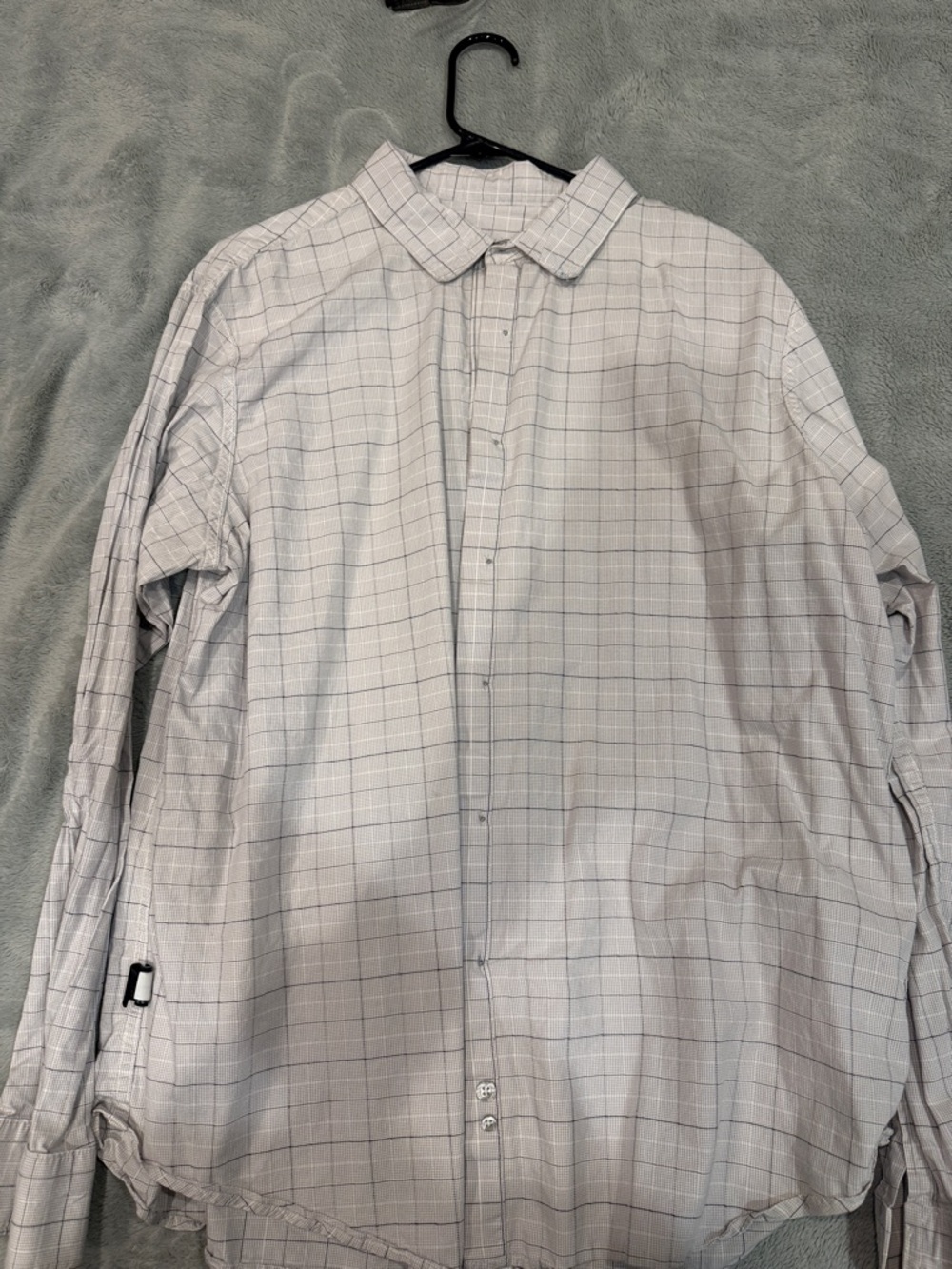 Light Gray Plaid Button-Up Shirt